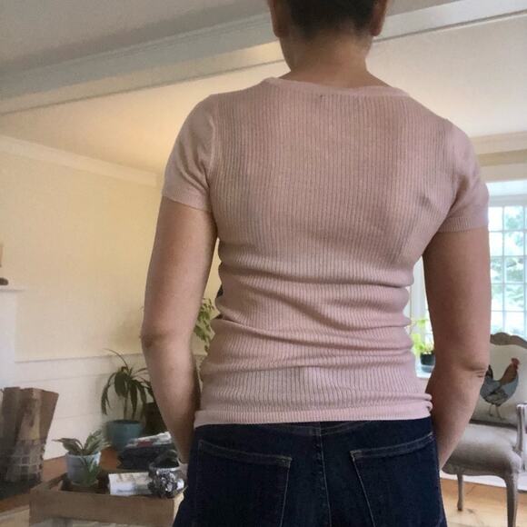 The Limited Pink Gray Short Sleeve Sweater Top Women’s XS Fall Layering Piece - Picture 6 of 9